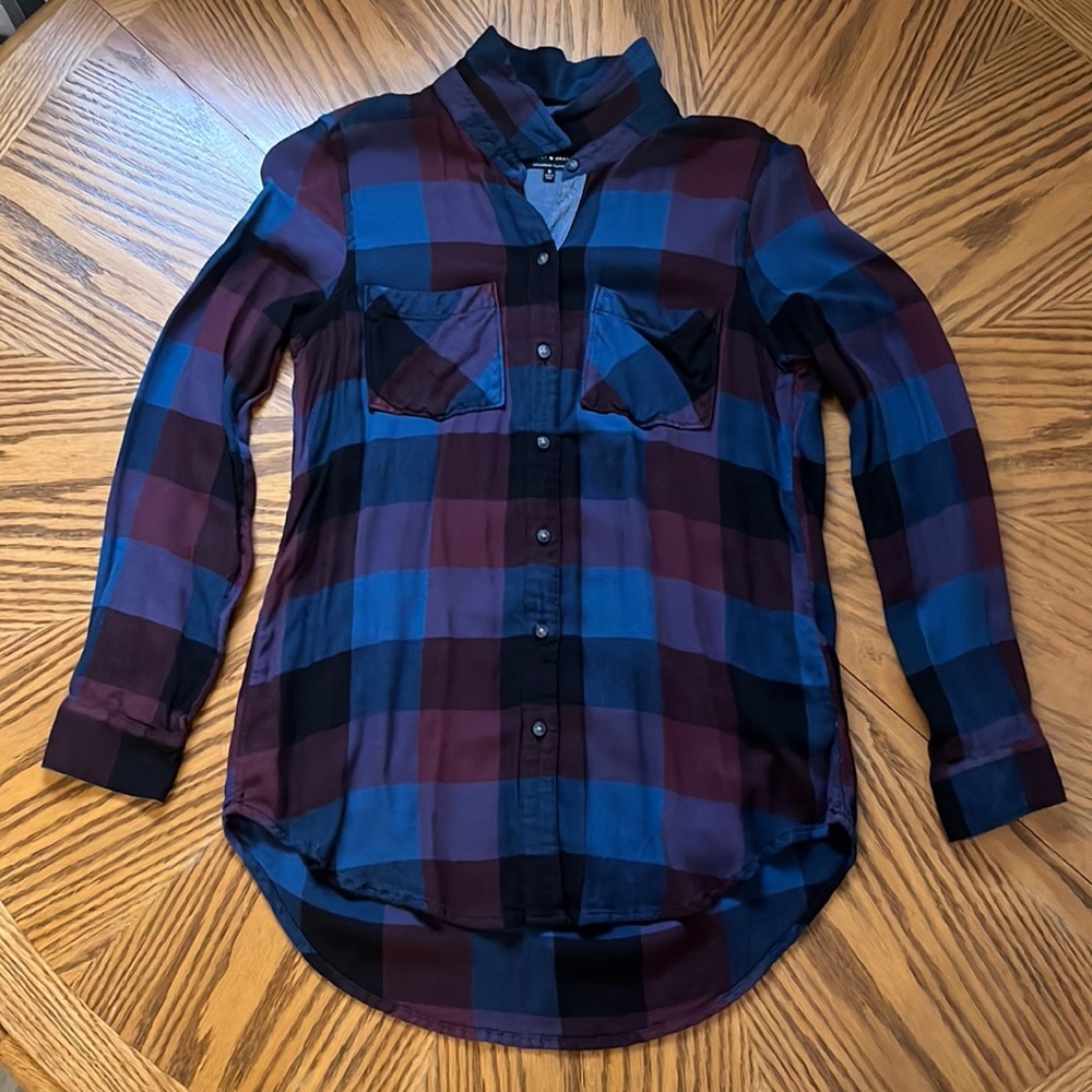 Worn 1x Lucky Brand Womens Plaid Button-Down Boyfriend Shirt Size S EUC Like New